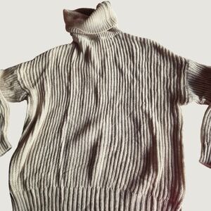 Milio Milano Womens Beige Ribbed Turtleneck Sweater Made in Italy Size M/L 7101